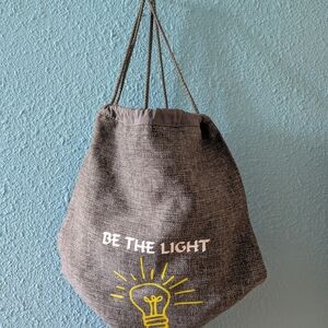 Be The Light Gray Drawstring Backpack